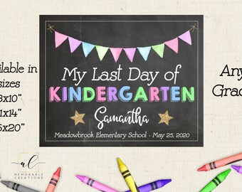 Last Day of School Sign, Last Day of School Sign Girl, Last Day of School Chalkboard, Girl Last Day Sign, Last Day of Kindergarten