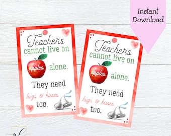 Teacher Appreciation Tags, Valentine Tag, Hershey Kiss Tag, Hugs and Kisses Tag, Teacher Gift Tag, Staff Appreciation, Instant Download