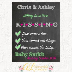 First Baby Pregnancy Announcement, Sitting in a Tree KISSING, First Baby Announcement, Pregnancy Reveal, Expecting First Baby, Digital File