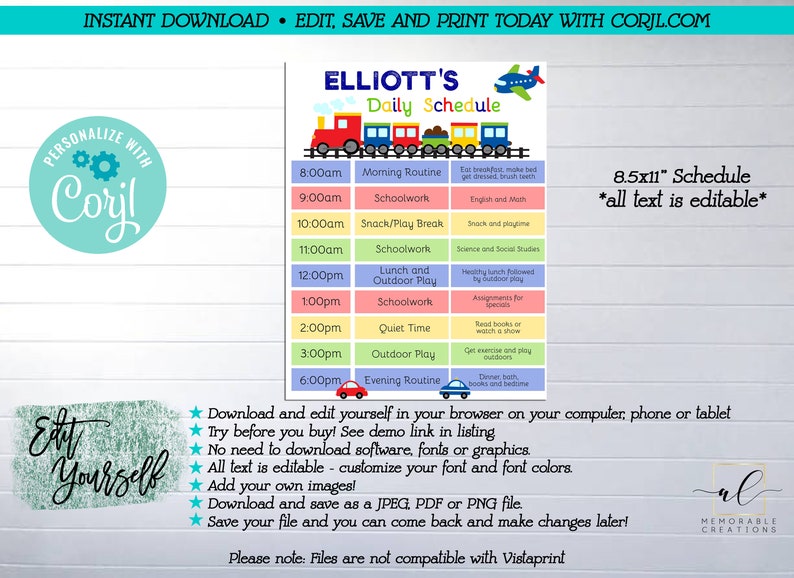 Editable Transportation Daily Schedule, Edit Yourself Train Daily ...
