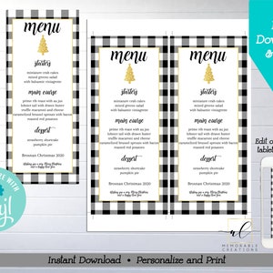 Buffalo Plaid Christmas Printable Menu, Edit Yourself Christmas Menu ...