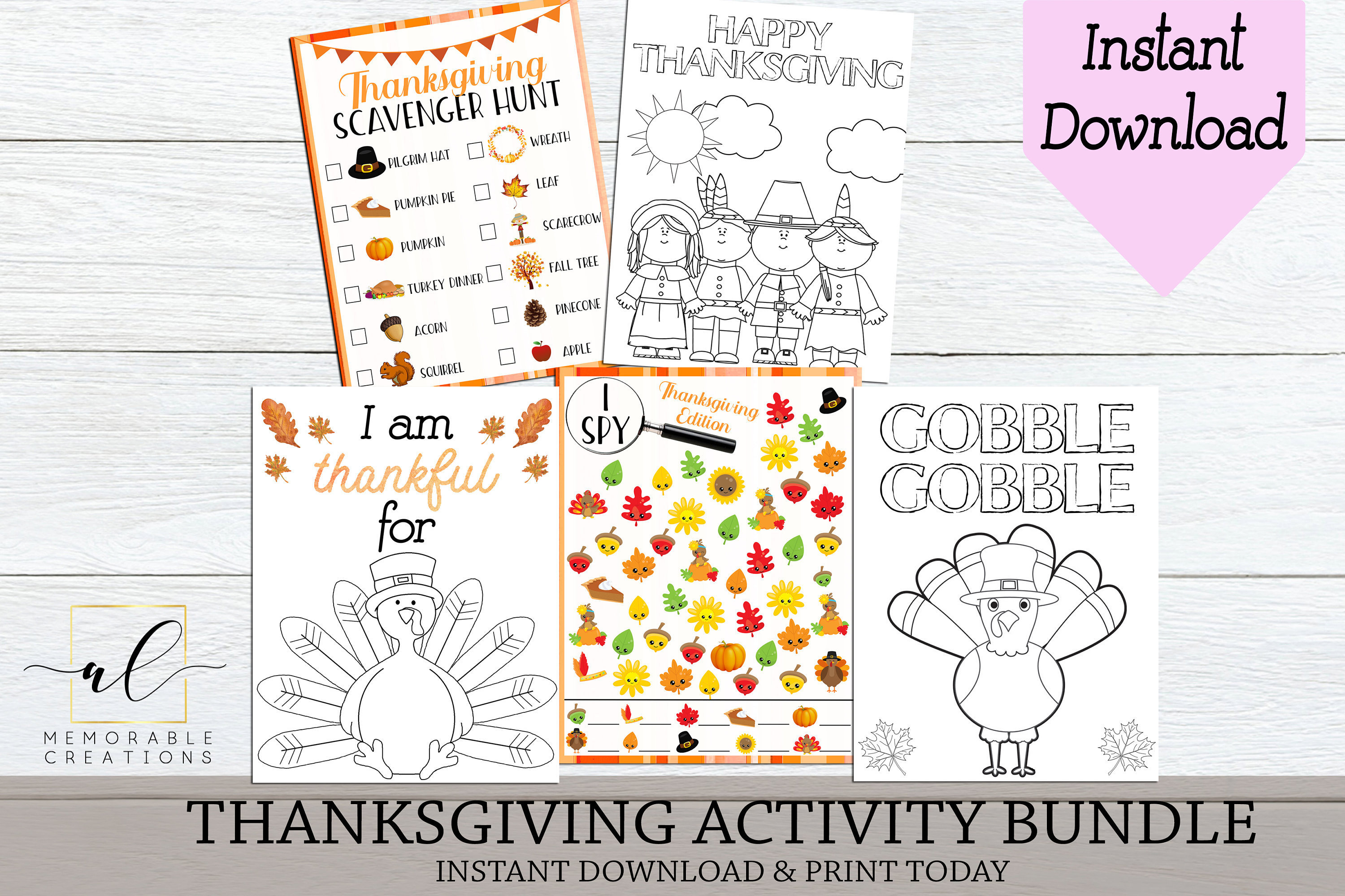Thanksgiving Activity Bundle Printable, Kids Thanksgiving Activities ...