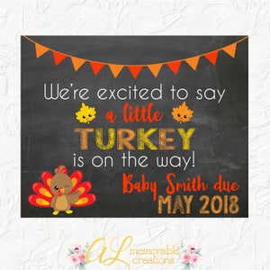 Anuncio de embarazo de Acción de Gracias, Anuncio de embarazo de pavo, Pavito en camino, Señal de embarazo de otoño, Revelación de embarazo, Digital