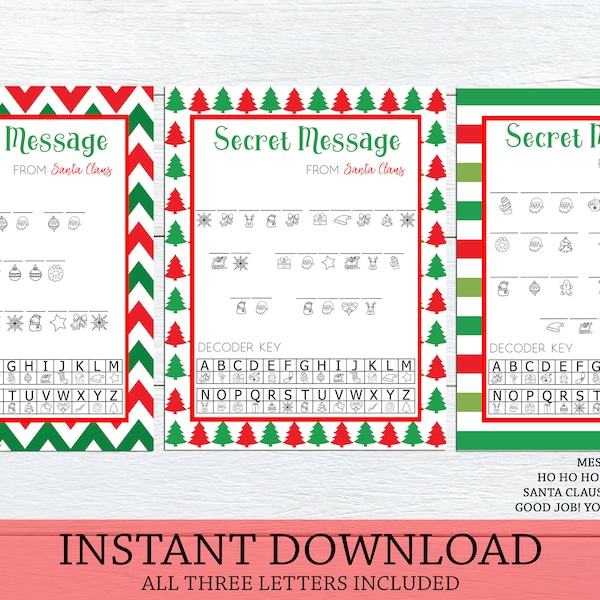 Secret Message from Santa, Coded Letters from Santa, Elf Props, Elf Printables, Christmas Games Printable, Holiday Puzzle, Instant Download