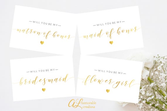Black and Gold Bridesmaid Proposal Card Printable Will You Be | Etsy