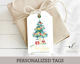 Personalized Christmas Tree Tags, Christmas Tree Gift Tags, Christmas Present Tag, Merry Christmas Tag, Holiday Tags, Printable Tags