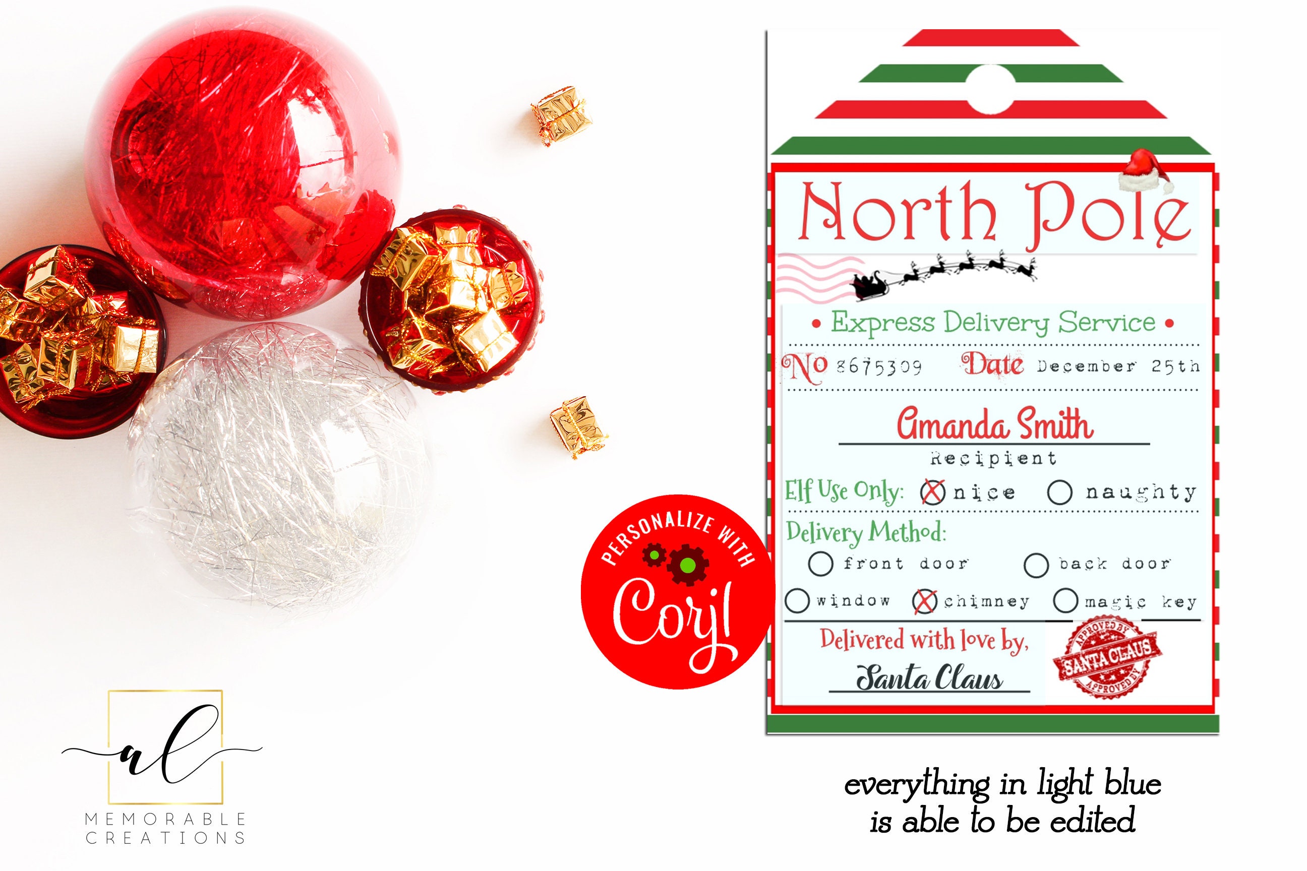 North Pole Delivery Printable Tags Edit Yourself North Pole | Etsy