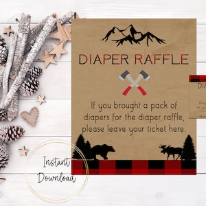 Lumberjack Diaper Raffle Insert, Lumberjack Baby Shower, Buffalo Plaid ...