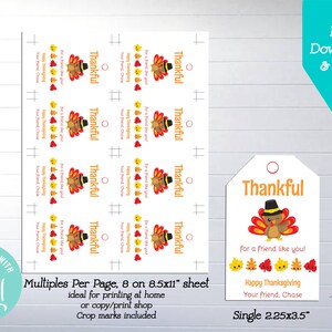 Kids Thanksgiving Printable Tags, Edit Yourself Thanksgiving Tags ...