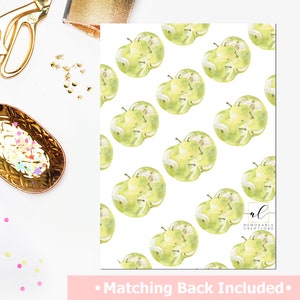 May include: A digital printable design featuring a repeating pattern of green apples on a white background. The text "MEMORABLE CREATIONS" is visible in the bottom right corner of the design.