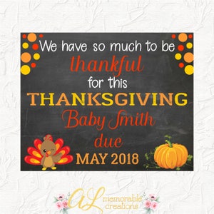 Anuncio de embarazo de Acción de Gracias, Anuncio de embarazo de pavo, Agradecimiento por el bebé, Señal de embarazo de otoño, Revelación de embarazo, Archivo digital