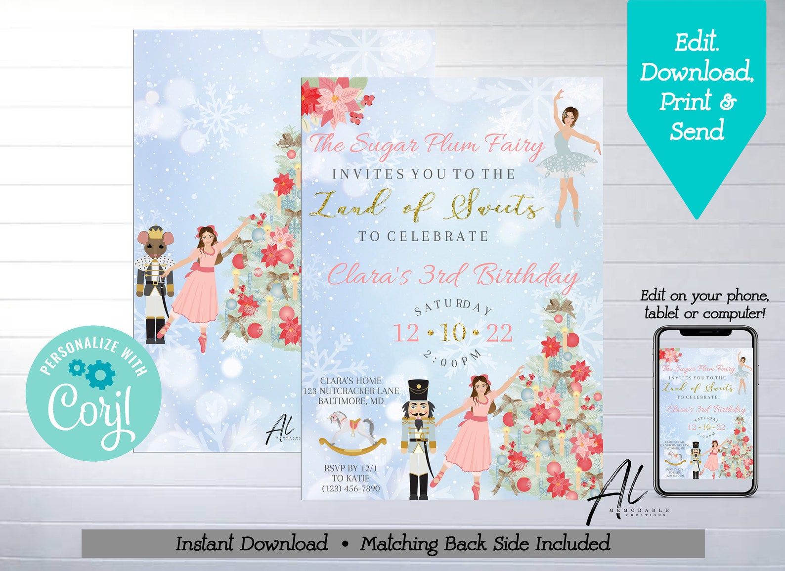 Nutcracker Birthday Printable Invitation Edit Yourself Sugar - Etsy
