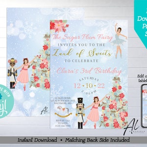 Nutcracker Birthday Printable Invitation, Edit Yourself Sugar Plum ...