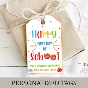 Back to School Gift Tags, Happy First Day of School Tag, Teacher Gift Tags, First Day of School Tag, Personalized Teacher Gift Tag