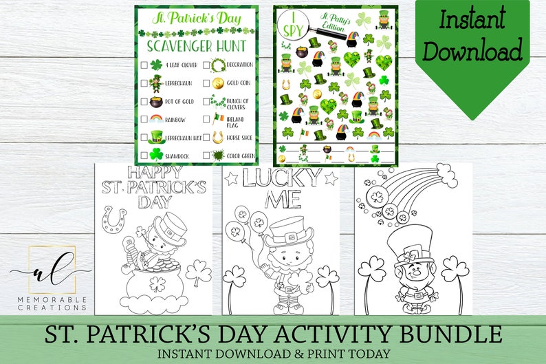 Printable St. Patrick's Day Activity Bundle, Kids St Pattys Day ...