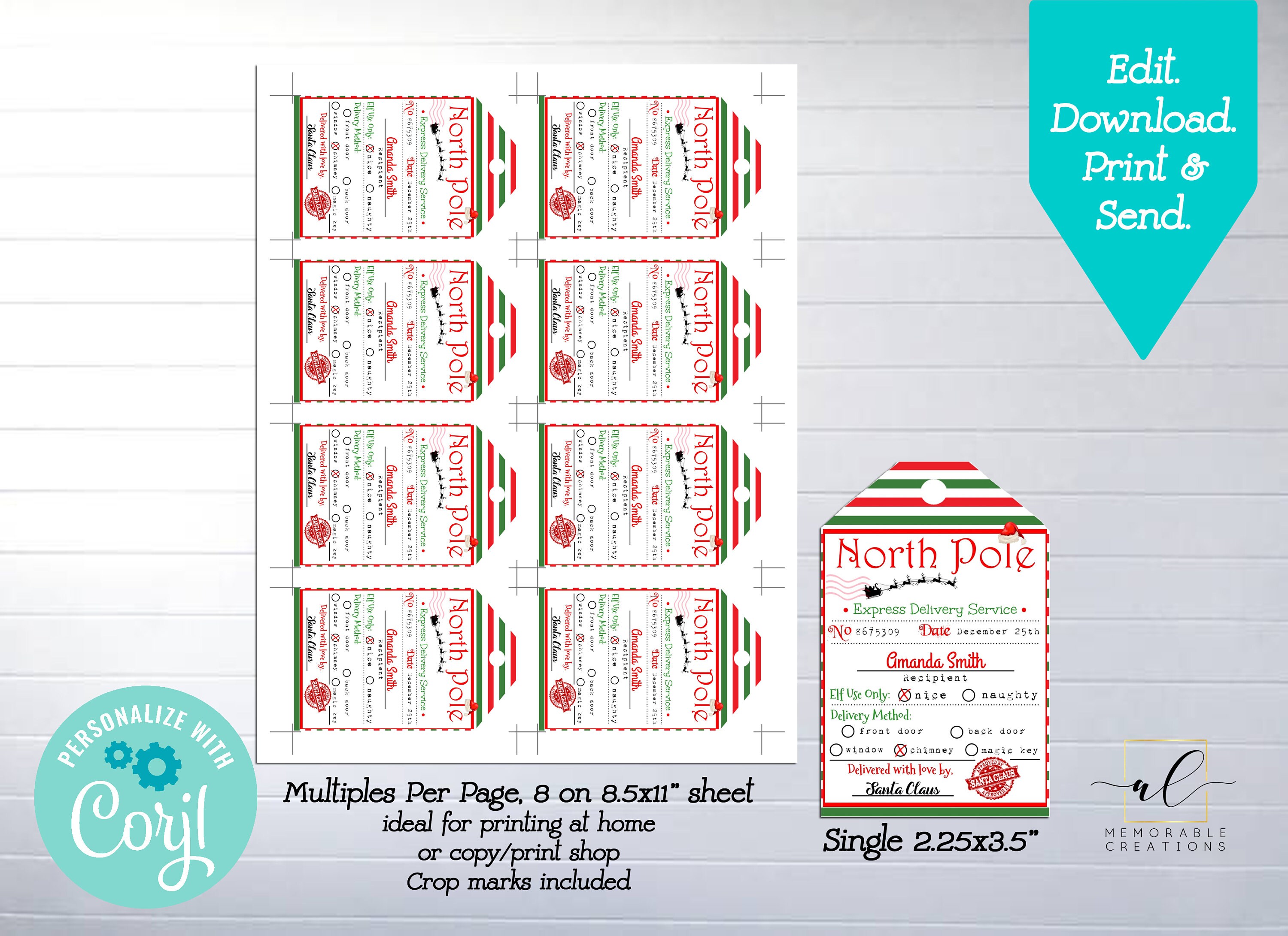 North Pole Delivery Printable Tags Edit Yourself North Pole | Etsy