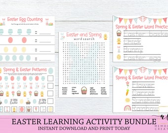 Druckbare Ostern Lernaktivität Bundle, Frühling Lernblätter für Kinder, Ostern Lernpaket, Osterspiele, Klassenzimmer, Sofort Download