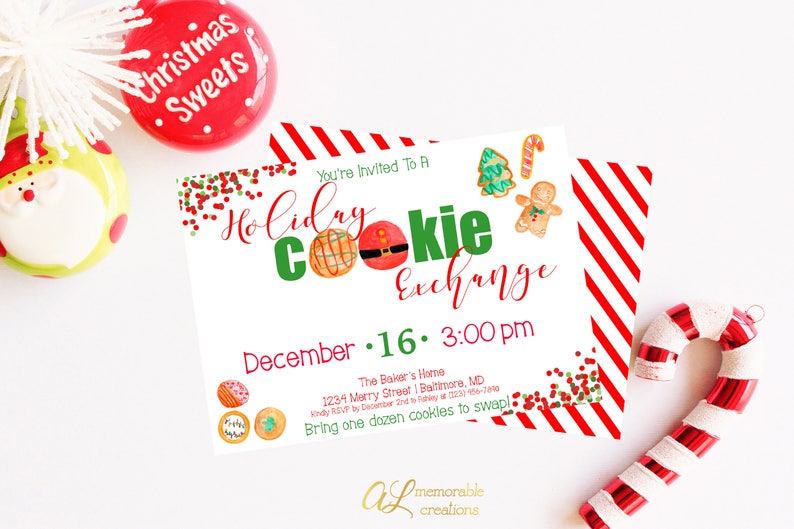 Holiday Cookie Exchange Invitation Cookie Exchange Party - Etsy