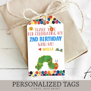 Very Hungry Caterpillar Tags, Hungry Caterpillar Gift Tags, Hungry Caterpillar Favor Tags, The Very Hungry Caterpillar Birthday Party