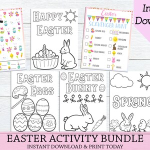 Printable Easter Activity Bundle, Kids Easter Activities, Easter Activities for Kids, Easter Games, Easter Coloring Sheets, Instant Download