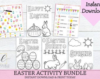 Printable Easter Activity Bundle, Kids Easter Activities, Easter Activities for Kids, Easter Games, Easter Coloring Sheets, Instant Download