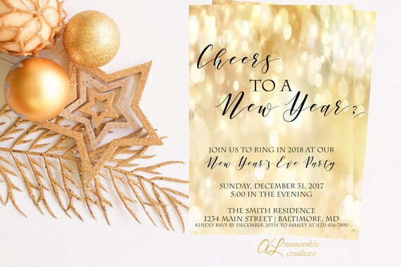 gold new years eve party invitation new years party etsy new years party invitation
