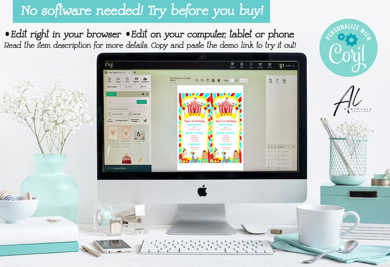 Circus Printable Menu, Editable Circus Menu Template, Instant Download ...