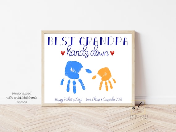 Best Grandpa Hands Down Sign Handprint Kids Craft Best | Etsy