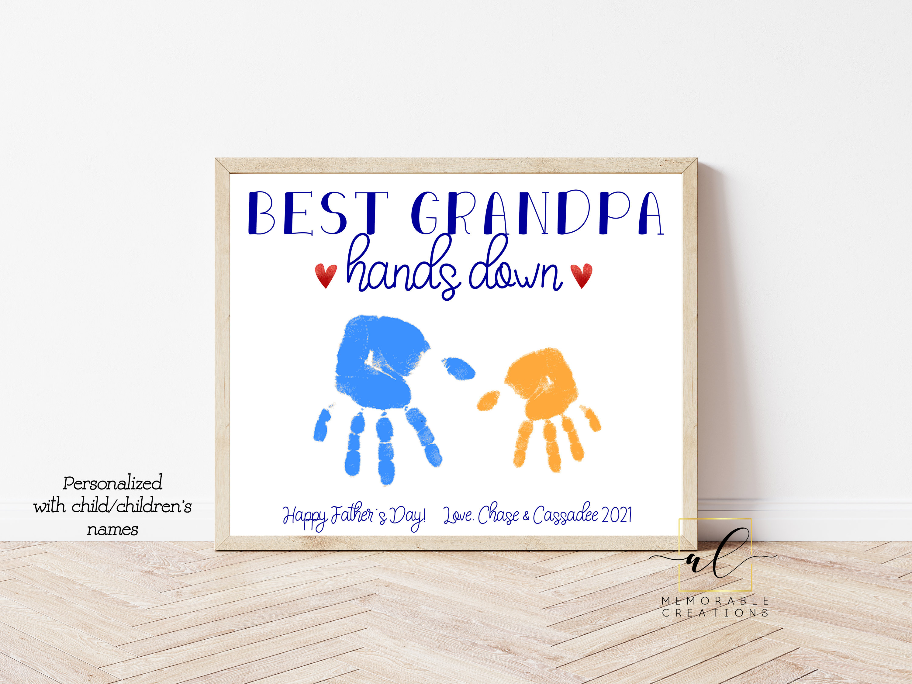 Best Grandpa Hands Down Sign, Handprint Kids Craft, Best Grandpa Sign Personalized, Father&#39;s Day Gift from Kids, Handprint Gift for Grandpa