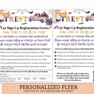 Trunk or Treat Sign Up Sheet, Trunk or Treat Flyer, School Halloween Event, Trunk or Treat, Community Halloween Party