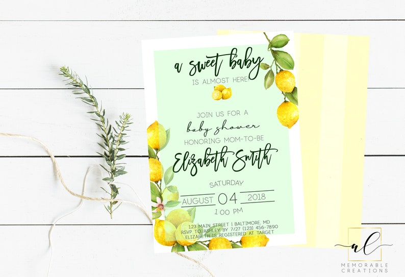 Lemon Baby Shower Invitation Citrus Baby Shower Invitation Etsy