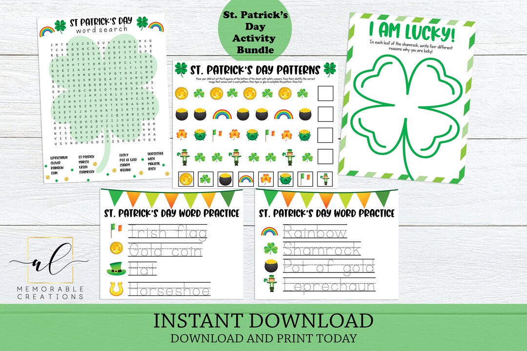 Printable St. Patrick's Day Activity Bundle, Kids St Pattys Day ...