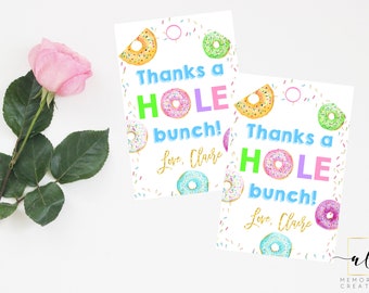 Donut Favor Tags, Thanks a Hole Bunch Tags, Donut Birthday Tags, Donut Birthday Party, Sprinkle Donut Tags, Two Sweet Donut, Breakfast Party