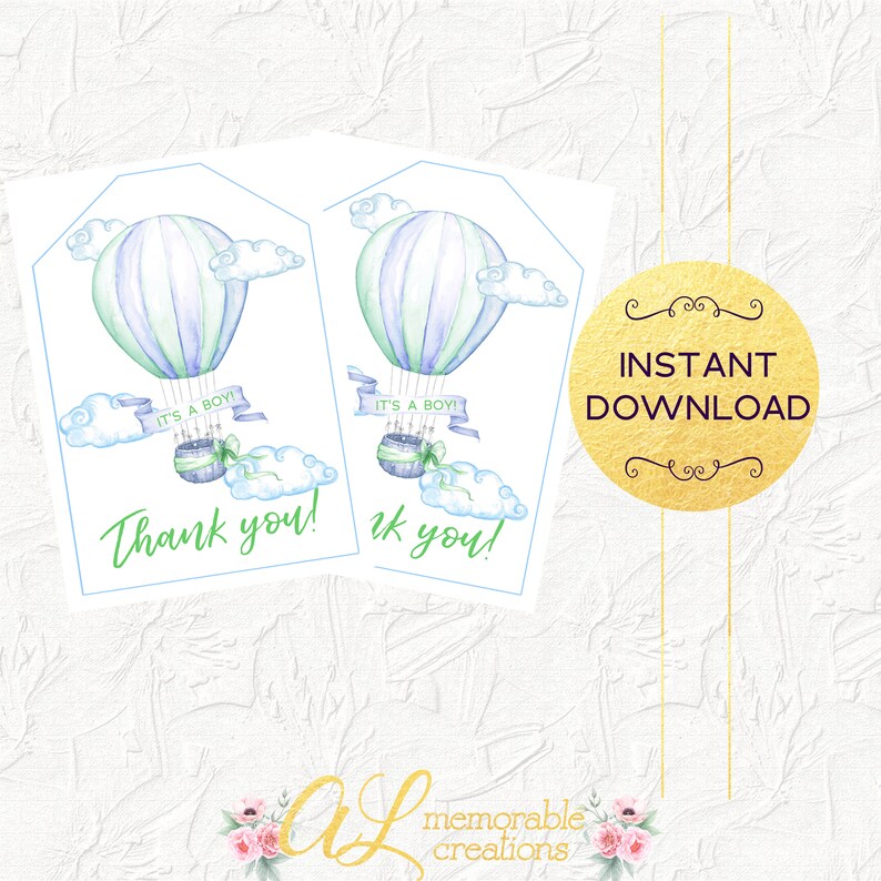 Blue Hot Air Balloon Baby Shower Invitation up up and Away Etsy