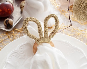 Easter Macrame Bunny Napkin Rings – Gold & Silver Table Accent