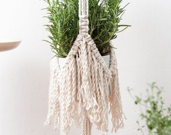 Macrame plant holder fringed hanging planter with tassels natural rope hanging planter hanging rope indoor flower pot holder