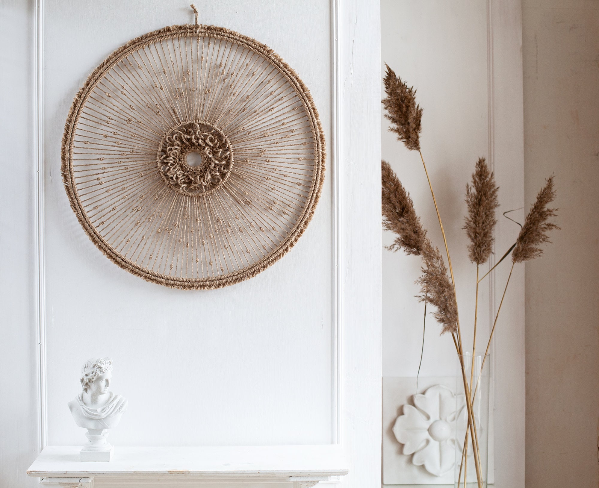 Macrame Mandala Wall Hanging Jute Fiber Art Round Wall Mandala Modern Natural Jute Ornament Boho ...