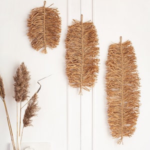 Raffia braun Blatt Dekor wabi sabi style Wanddeko natürliches Material Wand Dekoration