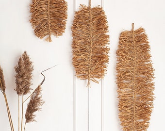Macrame Raffia Leaf Wall Hanging - Wabi Sabi Decor
