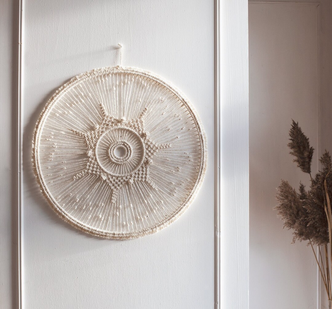 Round Jute Macrame Mandala Wall Hanging - Fiber Art Decor - Etsy