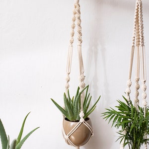Macrame hanging plant holders set of 3 recycled cord plant holder sustainable living pot hanger herb garden pot image 3