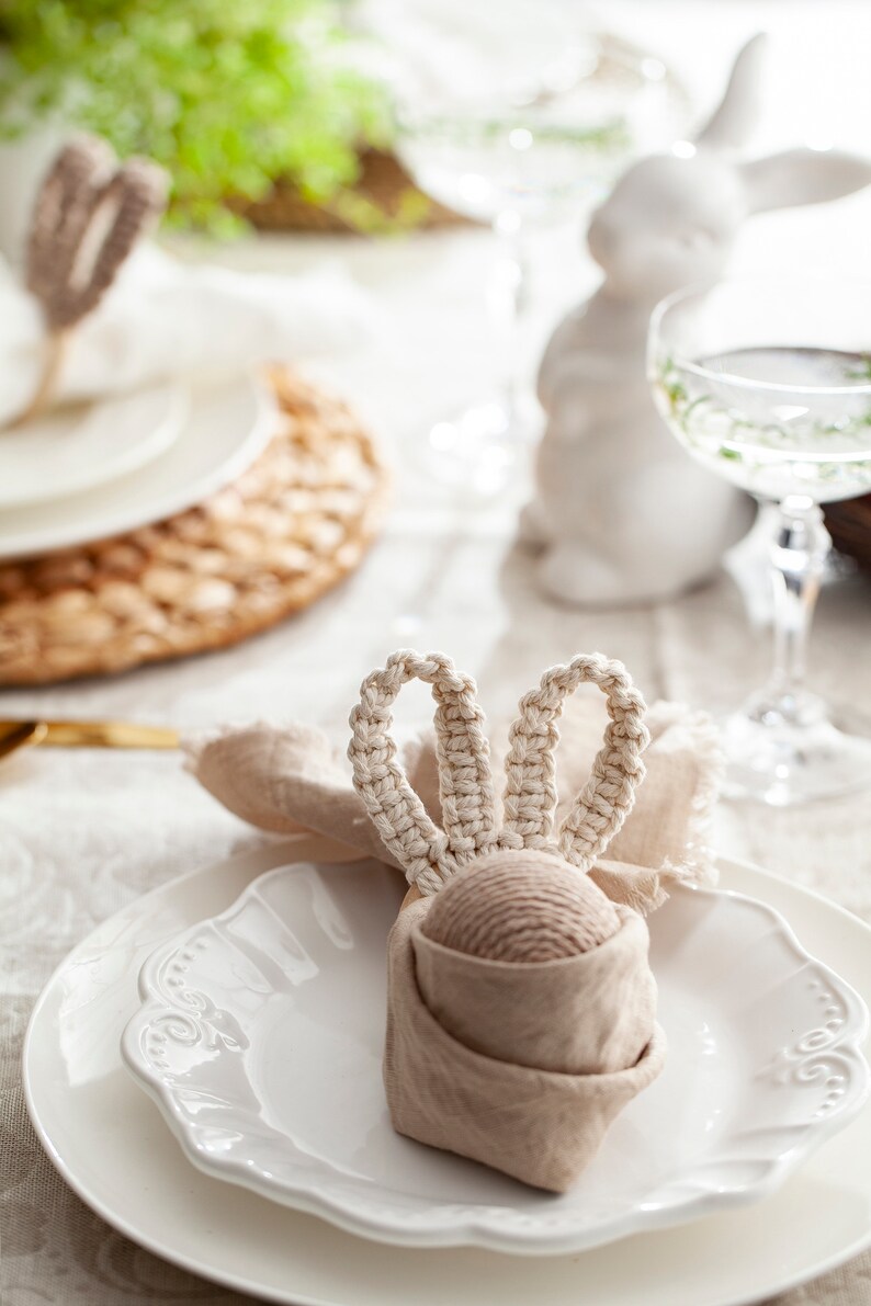 Easter napkin rings bunny napkin holders Easter table settings farmhouse spring decoration image 6