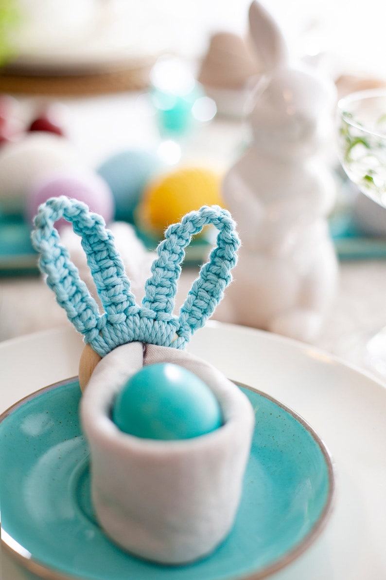 Easter napkin rings bunny napkin holders Easter table settings farmhouse spring decoration Light turquoise