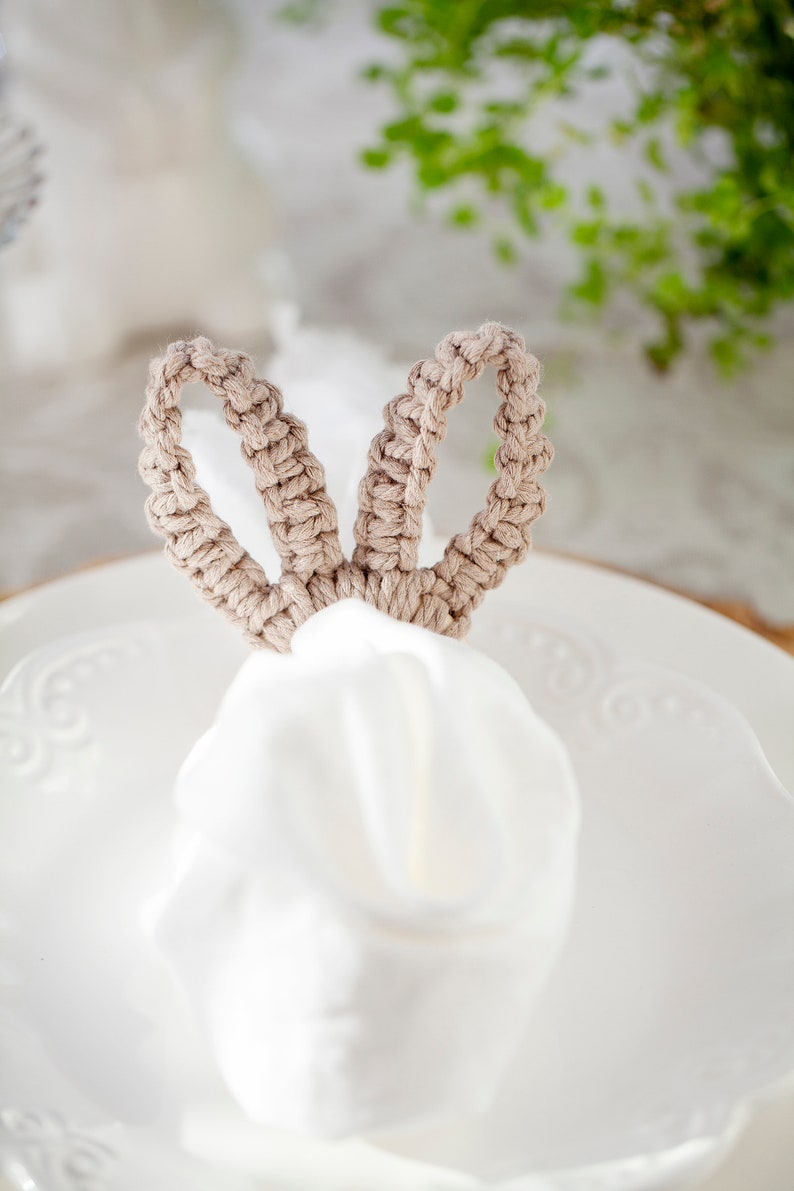 Easter napkin rings bunny napkin holders Easter table settings farmhouse spring decoration image 3