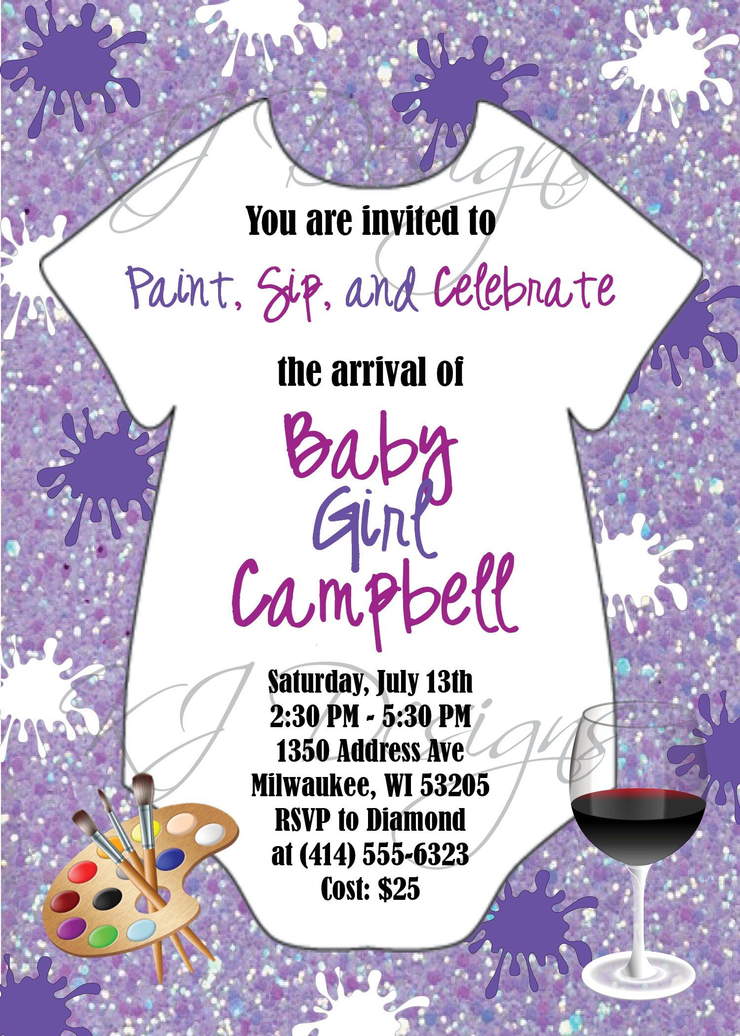 Sip paint celebrate new baby baby invitation sweet Etsy