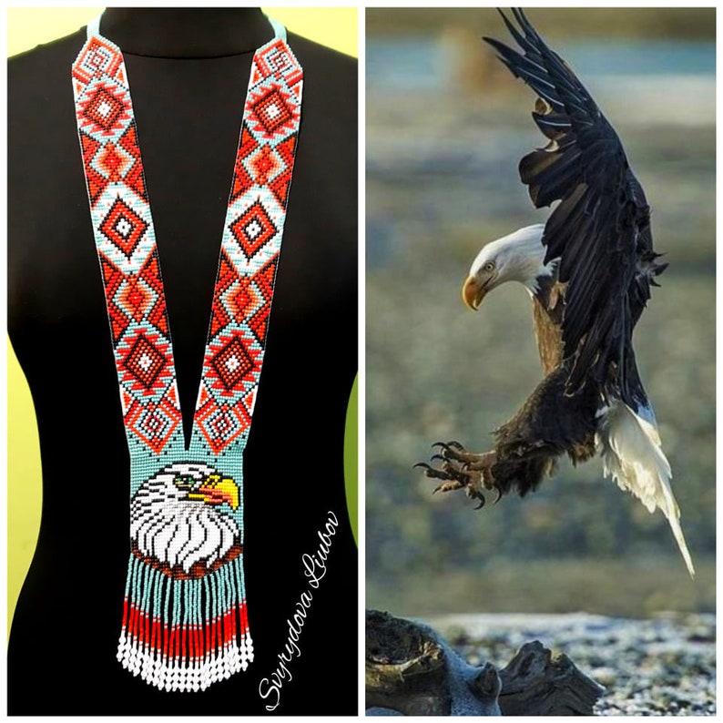 Stylish eagle exclusive beads Beautiful gerdan Gerdan with Orlan Gerdan with ornament national beads ethnic jewelry gerdan with birds