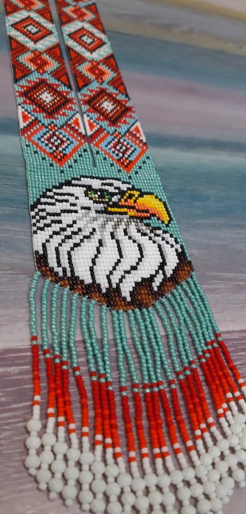 Stylish eagle exclusive beads Beautiful gerdan Gerdan with Orlan Gerdan with ornament national beads ethnic jewelry gerdan with birds