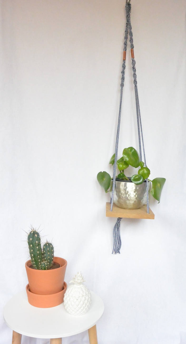 Suspension en Macramé Pour Plantes sur Planche