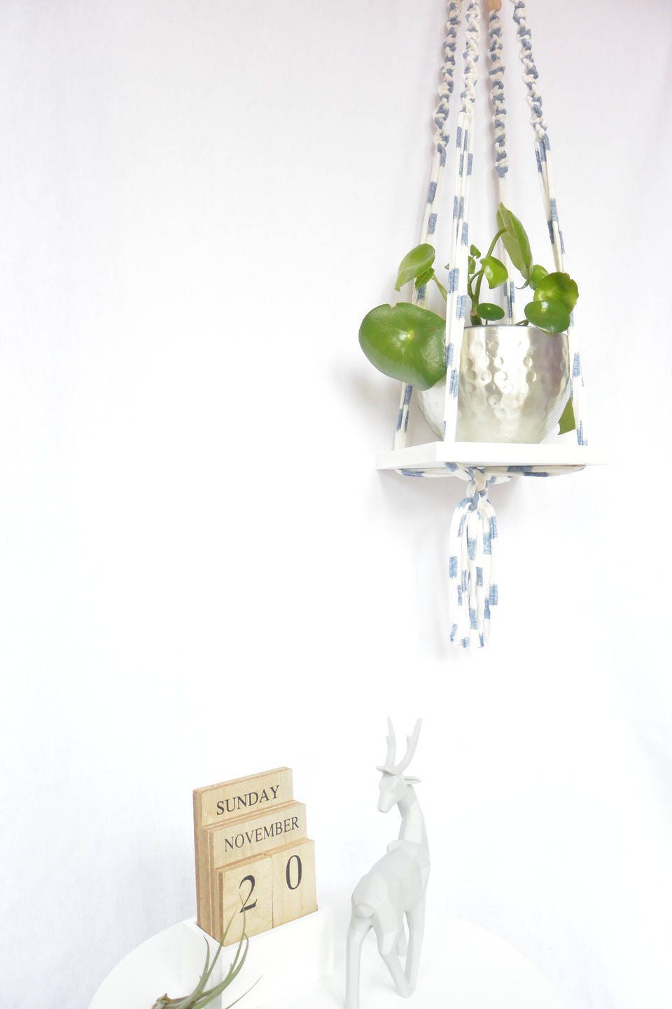 Suspension en Macramé Pour Plantes sur Planche