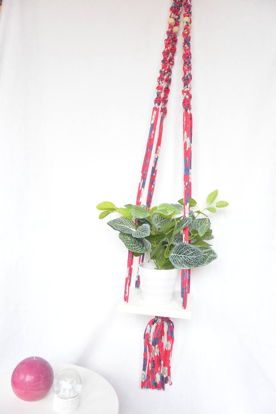 Suspension en Macramé Pour Plantes sur Planche